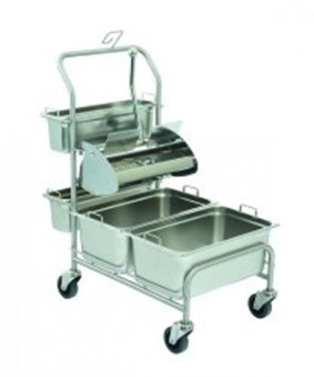 Slika za Cleaning trolleys Clino<sup><SUP>&reg;</SUP></sup> CR1 FP-GMP / Clino<sup><SUP>&reg;</SUP></sup> CR3 FP-GMP with flat wringer Ringo GMP<sup><SUP>&reg;</SUP></sup>, stainless steel